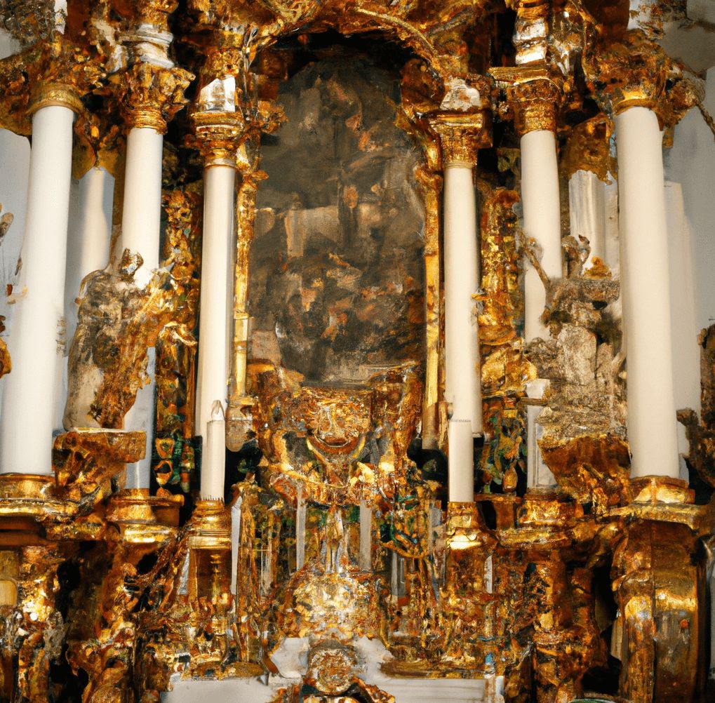 Malerei einer barocken Kirche für die Taufe