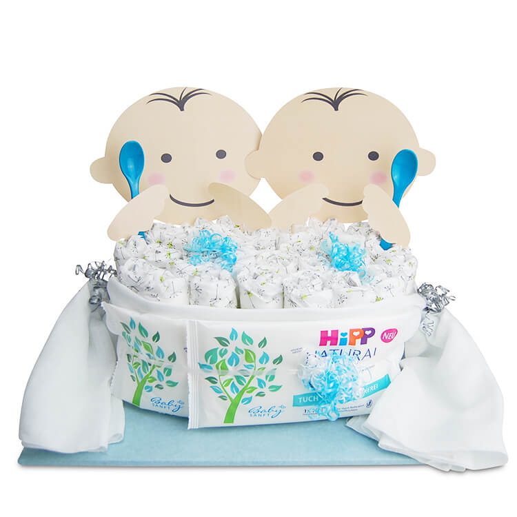 Windeltorte Windelauto Auto Torte Baby Geschenk Geburt Taufe Junge Zwillinge 